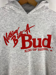 Vintage 90s Budweiser Beer Nothing Beats A Bud Grey Hoodie