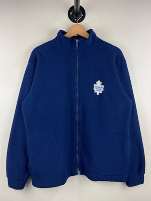 Vintage 90s NHL Toronto Maple Leafs Embroidered Navy Fleece Zip Up Sweater