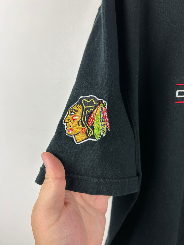 Vintage 90s NHL Chicago Blackhawks Embroidered Black Tee