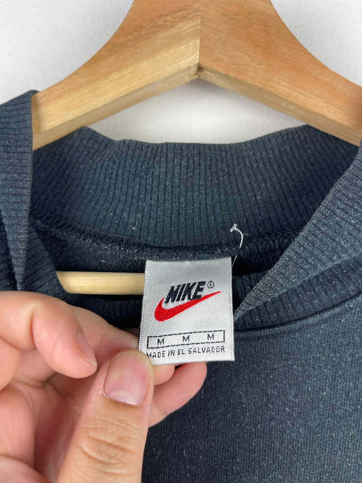 Vintage 90s Nike Spellout Swoosh Black Crewneck