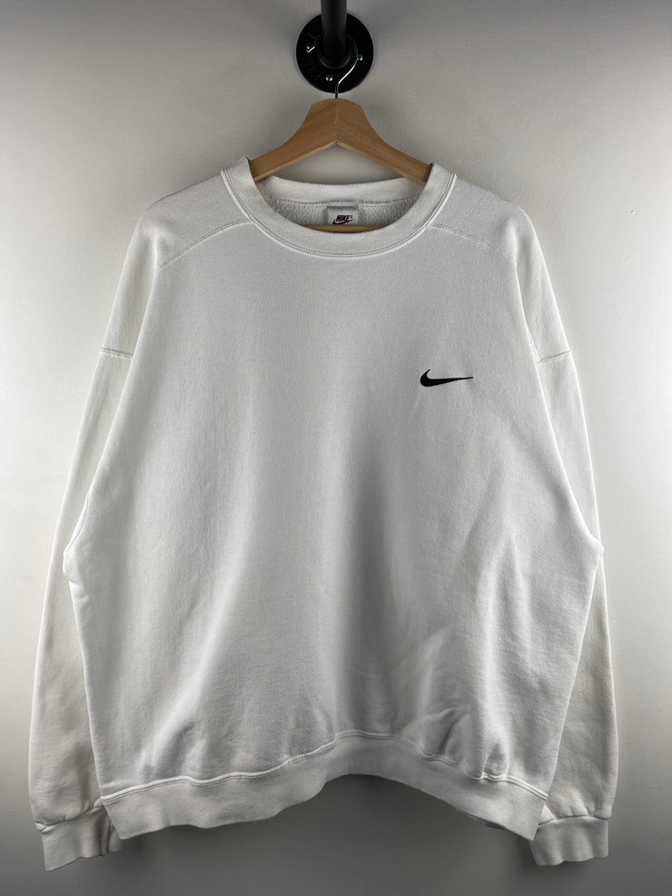 Vintage 90s Nike Mini Swoosh White Crewneck