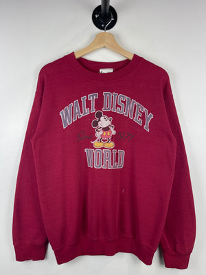 Vintage 90s Disney Walt Disney World Mickey Mouse Faded Burgundy Crewneck