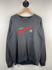 Vintage 90s NHL Buffalo Sabres Embroidered Faded Black Crewneck