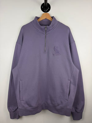 OVO Owl Chenille Lilac Quarter Zip Sweater