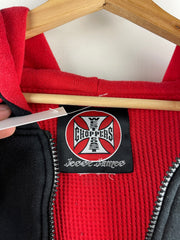 Vintage West Coast Choppers Long Beach Thermal Lined Black & Red Zip Up Hoodie