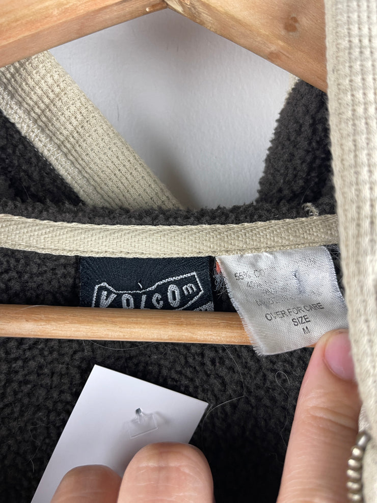 Vintage Y2K Volcom Skateboards Cream Thermal Zip Up Hoodie