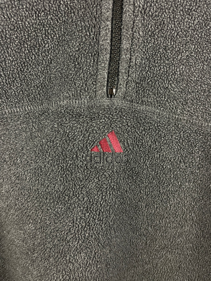 Vintage Adidas Dark Grey Quarter Zip Fleece Sweater
