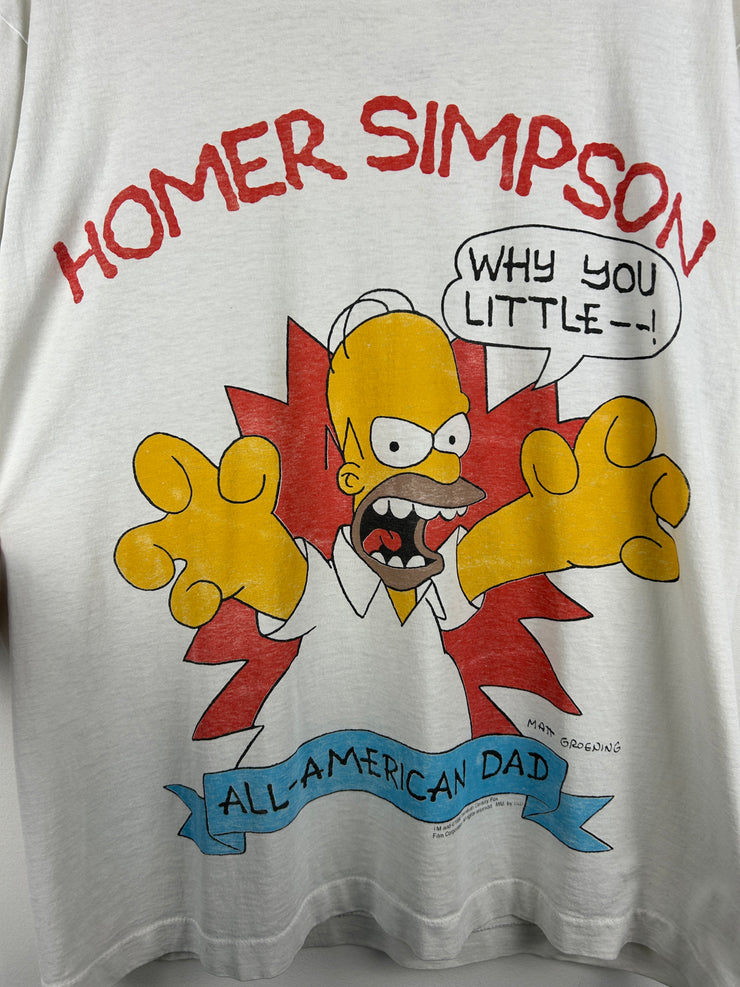 Vintage 90s The Simpsons Homer Simpson All American Dad White Tee