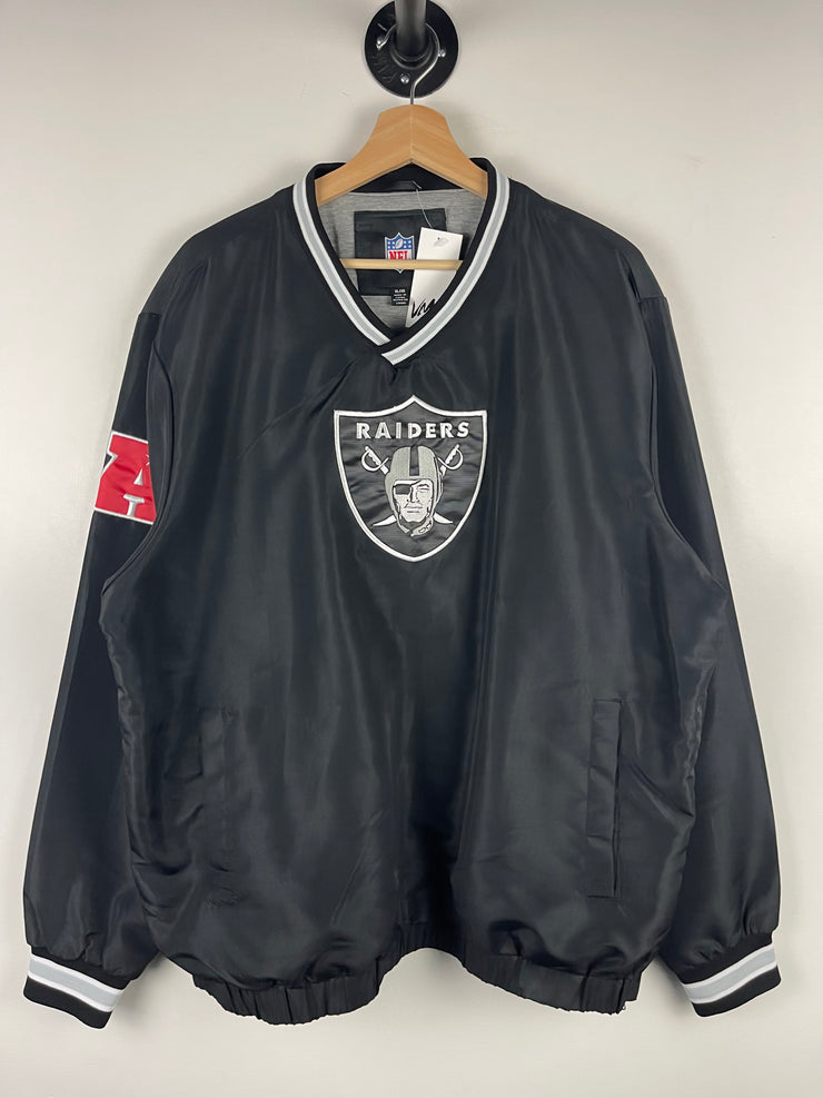 Vintage NFL Los Angeles Raiders Fleece Lined Black Pullover Windbreaker