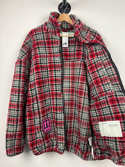 Off White Checkered Red Fleece Jacket