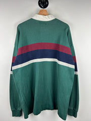 Vintage 80s LL Bean Green Polo Rugby Long Sleeve