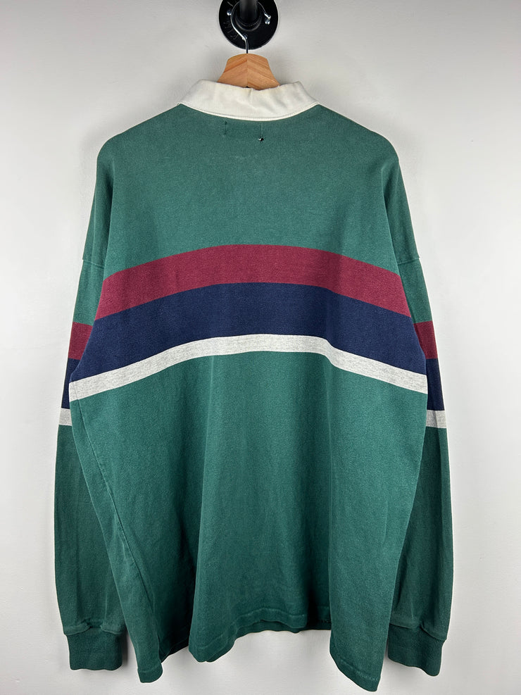 Vintage 80s LL Bean Green Polo Rugby Long Sleeve