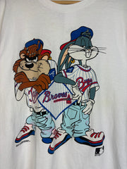 Vintage 1993 Looney Tunes Atlanta Braves White Tee