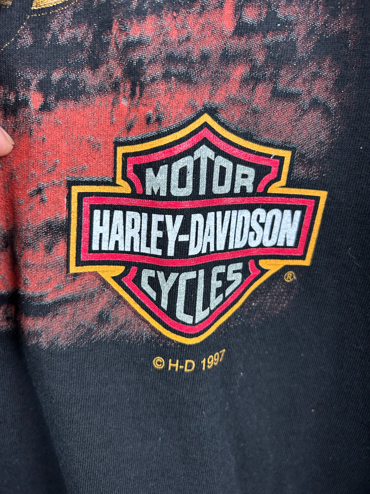 Vintage 90s Harley Davidson Fat Boy Road Glide Black Tee