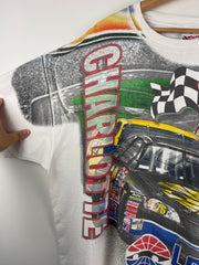Vintage 90s Nascar Chase Coca Cola 600 Winston Cup All Over Print White Tee