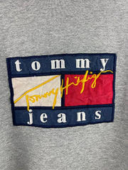 Vintage 90s Tommy Hilfiger Flag Embroidered Grey Crewneck