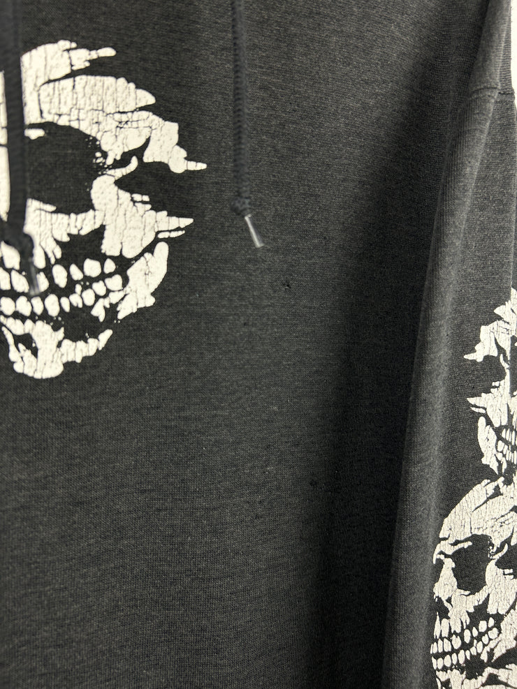 Vintage Y2K Skulls Faded Black Hoodie
