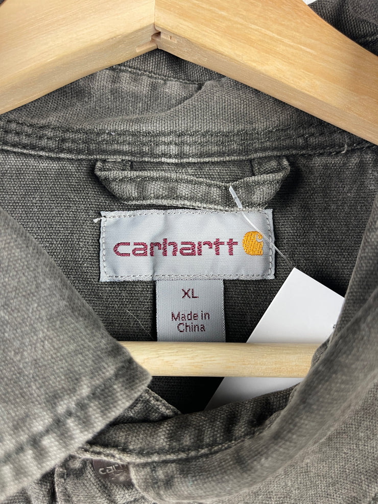 Vintage Carhartt Blanket Lined Faded Black Button Up Long Sleeve Shirt