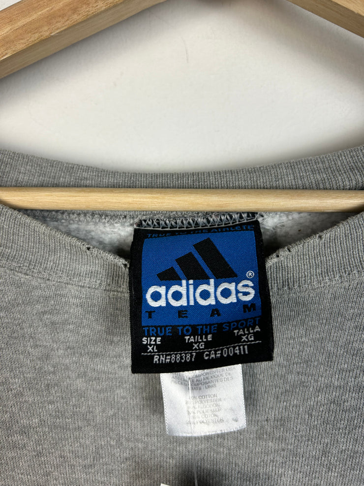 Vintage Y2K Adidas Sleeve Logo Grey Crewneck