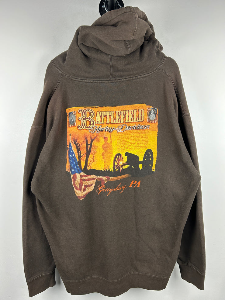 Vintage Harley Davidson Getttsburg Brown Hoodie