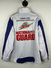 Vintage Nascar Chase Dale Jr National Guard Satin White Racing Jacket