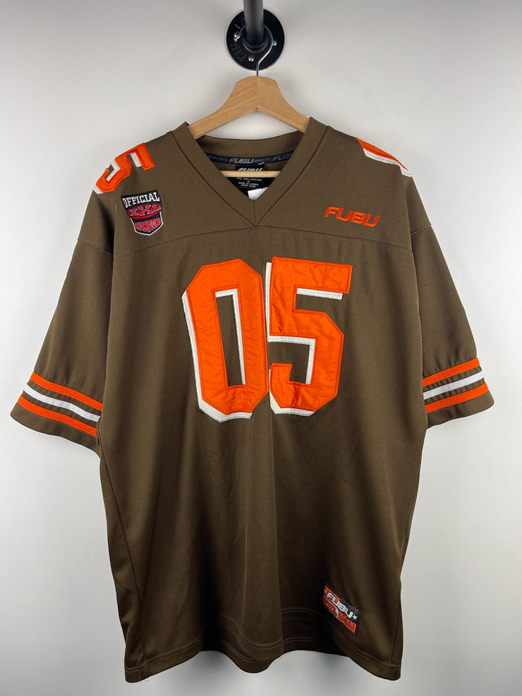 Vintage Y2K Fubu Embroidered Brown & Orange Football Jersey