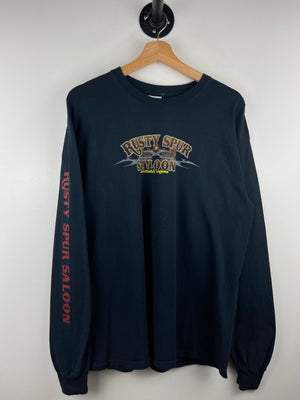 Vintage Rusty Spur Saloon Motorcycle Black Long Sleeve