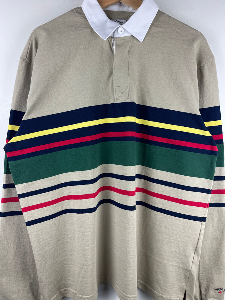Noah Striped Beige Polo Rugby Long Sleeve