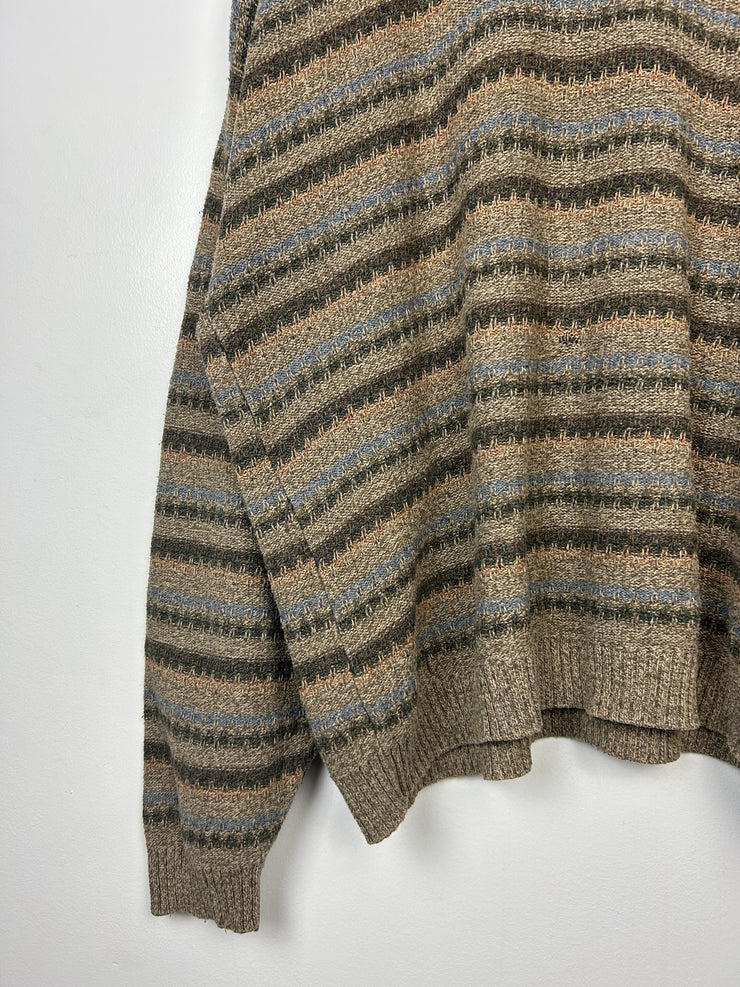 Vintage 90s St. Johns Bay Striped Earth Tone Knit Sweater