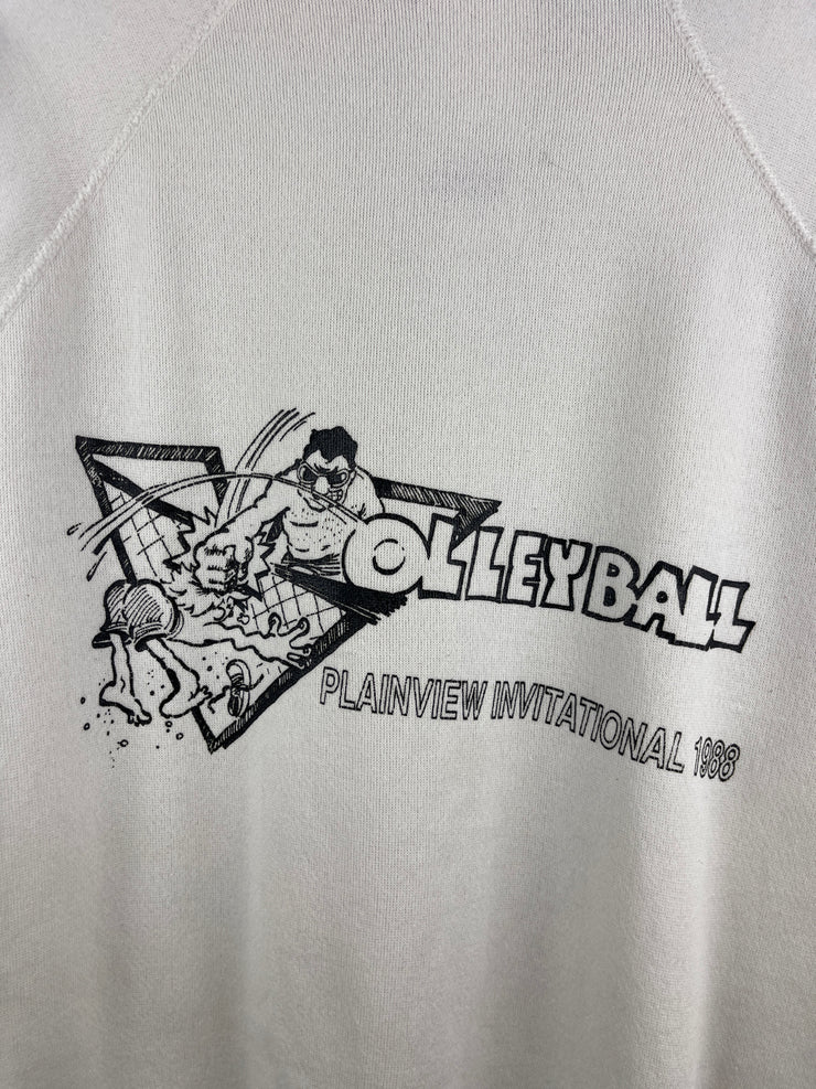 Vintage 80s Volleyball Plainview Invitational 1988 White Crewneck
