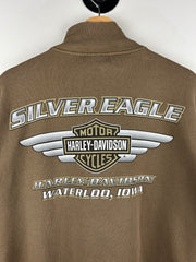 Vintage Harley Davidson Waterloo Olive Green Zip Up Sweater