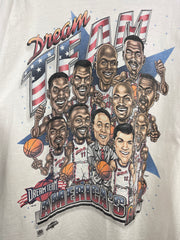 Vintage 90s NBA Salem USA Dream Team Basketball Caricature White Tee
