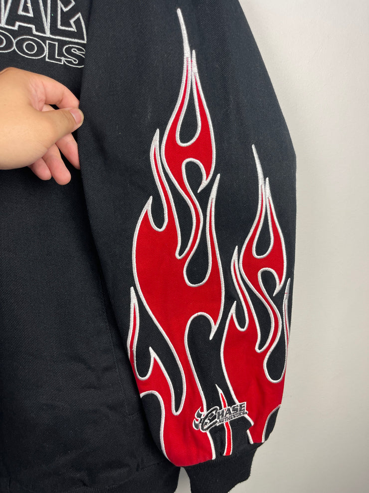 Vintage Nascar Chase Mac Tools Flames Black Racing Jacket