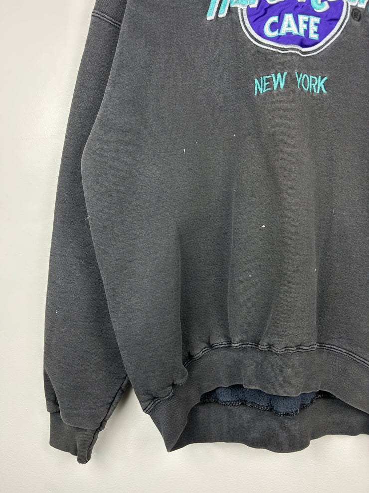 Vintage 90s Hard Rock Café New York Faded Black Crewneck