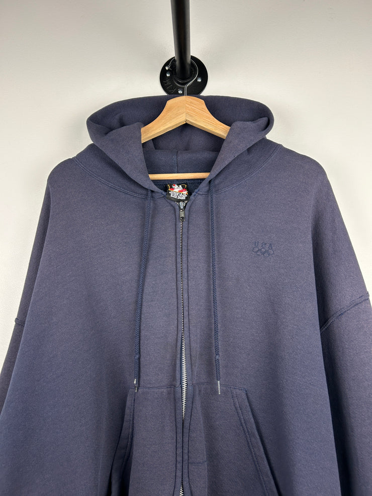 Vintage 90s USA Olympics Faded Navy Zip Up Hoodie