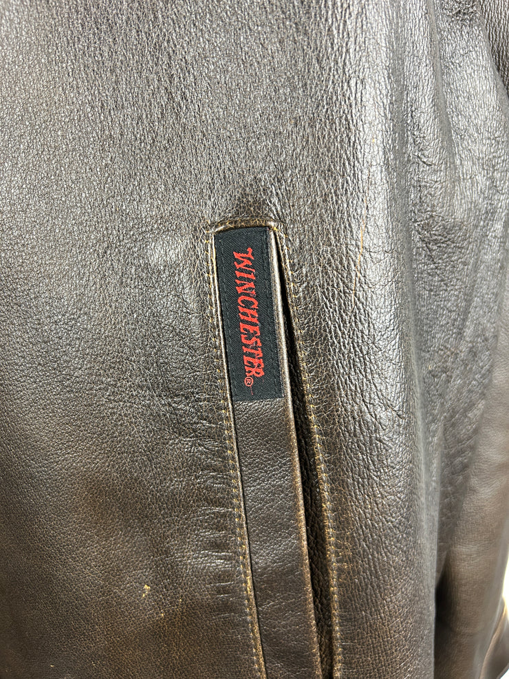 Vintage Winchester Brown Leather Straight Cut Jacket