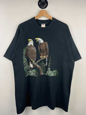 Vintage 90s Bald Eagle Nature Wildlife Black Tee