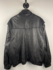 Vintage 90s Leather Limited Black Leather Lined Bomber Jacket