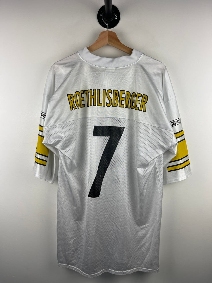 Vintage NFL Reebok Pittsburgh Steelers Roethlisberger White Football Jersey