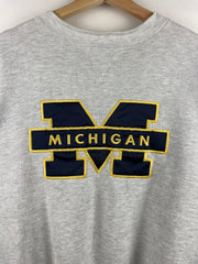 Vintage 90s Michigan Wolverines Embroidered Grey Crewneck