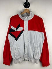Vintage 80s Adidas Spellout Red & Grey Windbreaker
