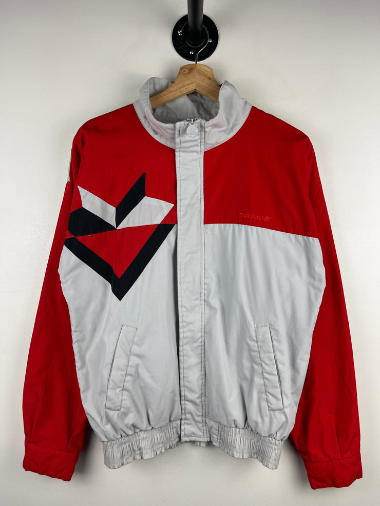 Vintage 80s Adidas Spellout Red & Grey Windbreaker