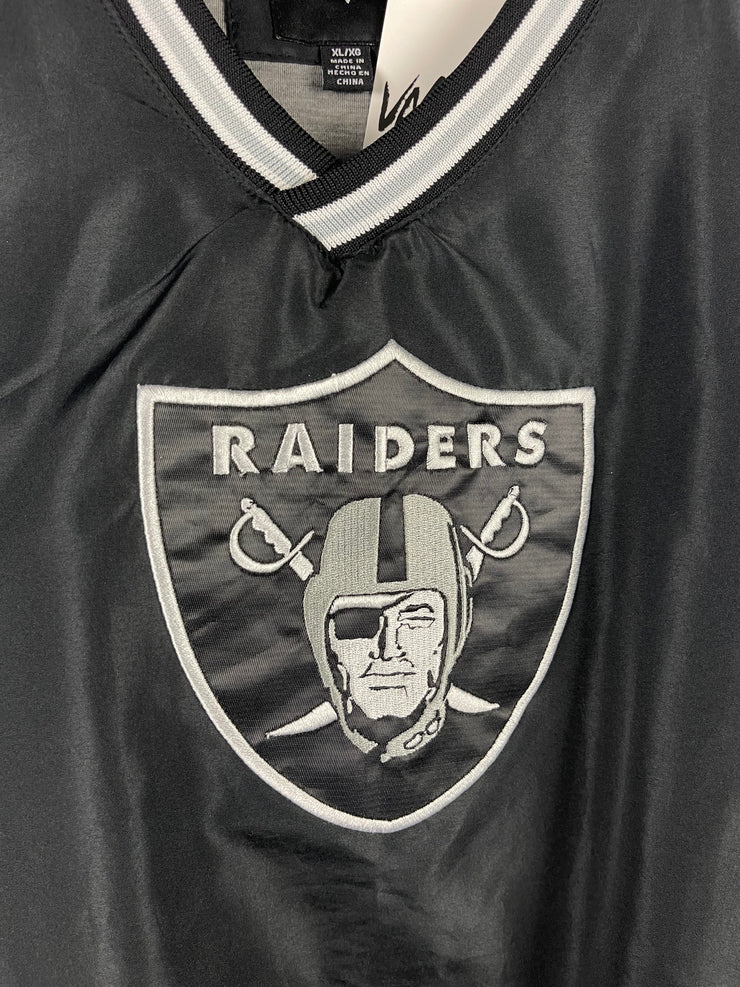 Vintage NFL Los Angeles Raiders Fleece Lined Black Pullover Windbreaker