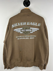 Vintage Harley Davidson Waterloo Olive Green Zip Up Sweater
