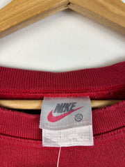 Vintage 90's Nike Mini Swoosh Paint Splattered Red Crewneck