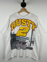 Vintage 90s Nascar Rusty Wallace Brickyard 400 White Tee