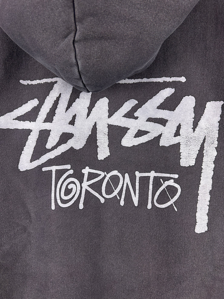 Stussy Toronto Script Washed Black Zip Up Hoodie