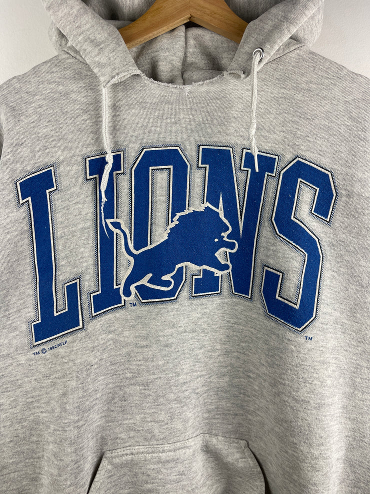 Vintage 90s NFL Logo 7 Detroit Lions Grey Hoodie