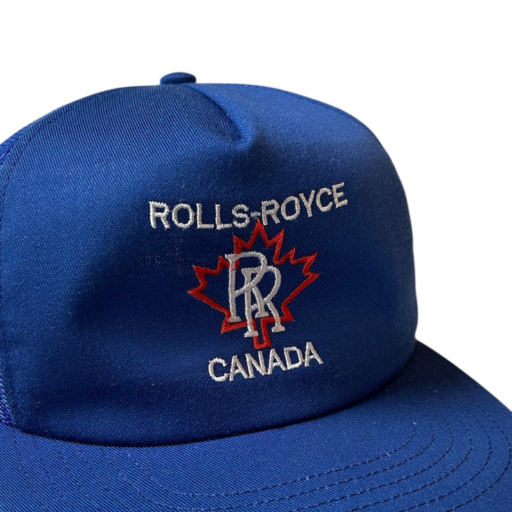 Vintage 80s Rolls Royce Canada Navy Trucker Snapback Hat