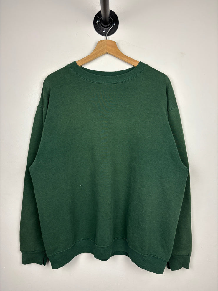 Vintage 90s Forest Green Faded Blank Crewneck